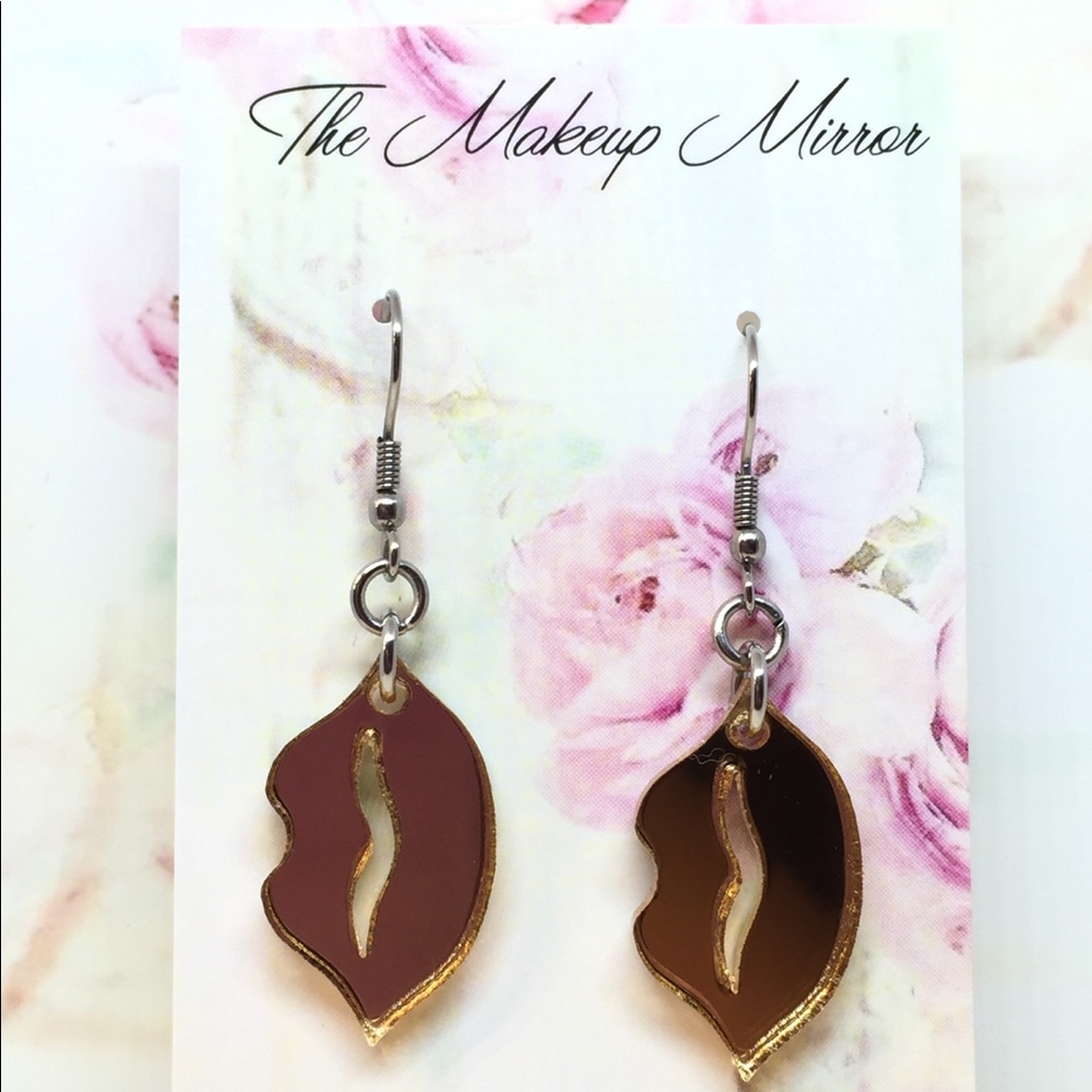 Gold Lip Earrings NWT